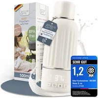 mavie & me Babyflaschenwärmer 500ml BPA frei & Sterilisation tragbarer Milch - Muttermilch Erwärmer, Portable Warmer mit Akku – ideal für unterwegs to go