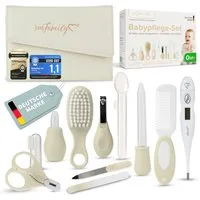 TPFFamily Babypflege-Set Neugeborene inkl. Pflegeartikel und MDR/EU-konformem Fiebertermometer, 11 tlg., 11-tlg. Erstausstattung fürs Baby - Schönes Geschenkset zur Geburt