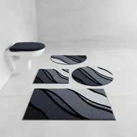 Grund Badematte Belize, Badvorleger, Badezimmer Teppich, sehr weich, Höhe 20 mm, rutschhemmend beschichtet, schnell trocknend, fußbodenheizungsgeeignet, Polyacryl, rechteckig, 3-tlg. Stand-WC Set, weiche Haptik, auch als 3 teiliges Set erhältlich, Ma