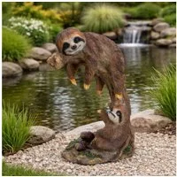 Online-Fuchs Gartenfigur 2 chillige Faultiere mit Baum für außen - Deko Figuren Frühling Sommer, wetterfest - detailreich gearbeitet - 23 bis 33 cm groß