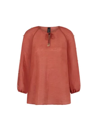 Marc Cain Collections - Bluse aus Leinen-Seide-Mix etruscan red - Gr. - 38