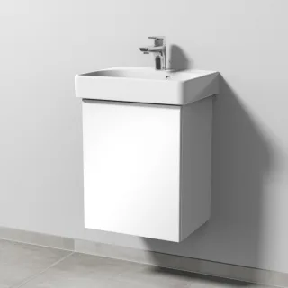 Sanipa 3way Waschtischunterbau zu Geberit Smyle Square Waschtisch mit 1 Tür, Weiß-Glanz SF66878
