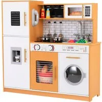 TLGREEN Kinder-Küchenset,Spielküche XXL, Spielzeugküchen, (Puppenküche Kinderküche mit Waschmaschine, Eismaschine, Telefon), 82x80x25 cm