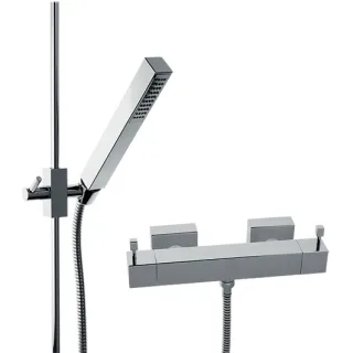 KAJA-Aquadrat Brausebatterie mit Aquadrat-Brausestangenset, chrom 26845-C