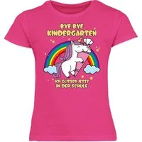 Shirtracer T-Shirt Bye Bye Kindergarten ich glitzer jetzt in der Schule Einhorn Einschulung Mädchen