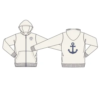 BASEFIELD - Kap.-Sweatjacke mn cream white - Gr. - M