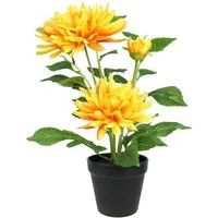 Kunstblume Chrysantheme im Topf 40cm Chrysantheme, I.GE.A., Höhe 40 cm, Kunstpflanze Pflanze Blume künstlich Deko Herbstdeko Seidenblume