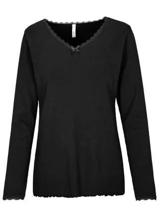 IN LINEA - Da.-Shirt Premium Rib coal - Gr. - 36