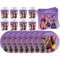 KPop Demon Hunters Pappteller K-Pop Demon Hunters Party Set Teller Becher Servietten 8 Pers, (1 St)