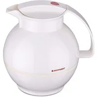 ROTPUNKT Isolierkanne 1,0 Liter I Glaseinsatz I hochwertig I Kugelkanne I große Öffnung, 1 l, (360) Kaffeekanne I Teekanne, classic white), Glaskolben aus doppelwandigem Rosalin-Glas