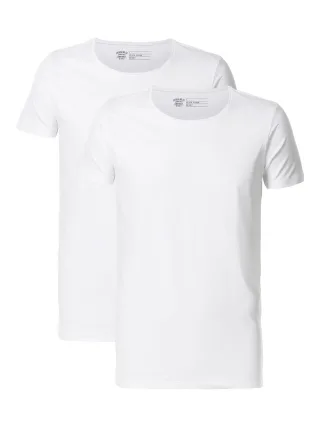 Petrol Industries - 2-er Pack Basic-T-Shirt Rundhalsausschnitt Herren - Weiß