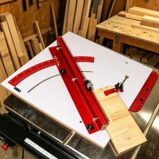 ENJOYWOOD Table Saw Crosscut Sled with 24'' Fence Flip Stop Hold-Down Clamp Precision Crosscut Miter Sled for Cabinet Co