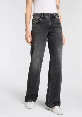 Herrlicher 5-Pocket-Jeans "Edna Denim Black" mit ausgestelltem Bein
