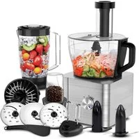 SNDOAS Küchenmaschine, 1100 W, 3,2 l Schüssel, mit Hacken, Schneiden, Kneten, Entsaften, 3 Geschwindigkeiten