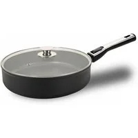 Genius Bratpfanne Cerafit Plasma Schmorpfanne 28 cm, Aluminium, Glas, Bakelit (1 x Schmor-Pfanne mit abnehmbarem Griff (28 cm) 1 x Design-Glasdeckel)