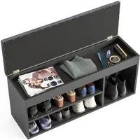 KOMTO Schuhbank Mit Sitzfläche Schuhregal Bank mit Stauraum Schuhschrank mit Sitzbank, für 6 bis 8 Paar, Spanplatte, Sofia 100 x 48 x 32 cm