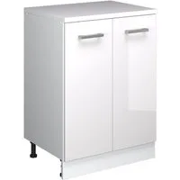 Vicco Kommode Rion, Weiß Hochglanz/Weiß, 60 x 46 cm ohne Schräge mit 2 Türen
