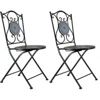 HTI-Living Gartenstuhl Gartenstuhl 2er-Set Metall Schwarz Schieferoptik (Set, 2 St)