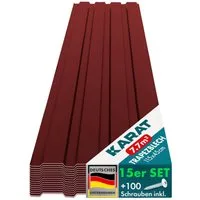 Karat Trapezblech Dachblech 7,7m² inkl Schrauben, Wandblech verzinkt, Profilblech, Blech verzinkt, 1150x450x0,25 mm (Spar-Set 15-St. 115x45 cm) wetterfest für Carport & Gartenhaus, verschiedene Farben