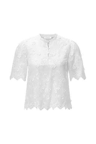 Rich & Royal - Mat Mix Blouse Broderie Anglaise white - Gr. - S
