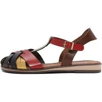 Derimod Sandalen aus Leder Sandale Echtes Leder, Lederfutter, TPU-Sohle, Fesselschnalle, Gewebtes Design