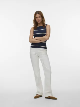 VERO MODA - VMDINA SL BOAT NECK TOP JRS GA Navy Blazer - Gr. - M