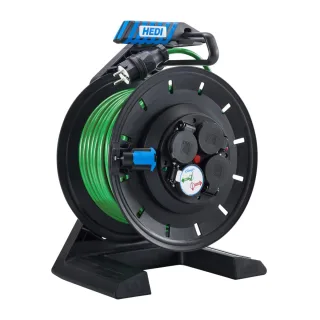 HEDI Vollkunststoff-Kabeltrommel Generation 7 Champion Ø 290 mm mit Schleifring, blau - K7SR40QTF530
