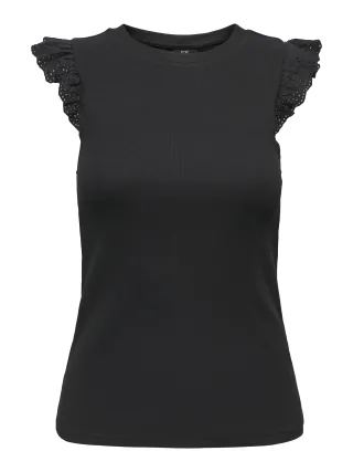 JDY - JDYSOFIA S/L FRILL TOP JRS DIA Black - Gr. - S