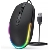 Seenda 201 Maus mit Kabel 1600 DPI USB Maus Kabelgebunden für Laptop/PC Maus (kabelgebunden, DPI 1600, optisch, Plug&Play, Beleuchtet)