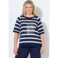 Ulla Popken T-Shirt Shirt Ringel Zitrusmotiv Rundhals Halbarm