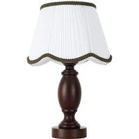 STANBOW Tischleuchte Klassische Tischlampe aus dunkler Eiche im antikem Stil, Holz, Elegant, LED wechselbar, Warmweiß, Dekorativer Schirm, Beistelltisch & Sideboards, E27, LED wechselbar