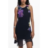 Desigual Partykleid Ärmelloses schwarzes Damen-Kleid mit Nala-Druck und Rundhalsausschnit