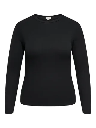 ONLY CARMAKOMA - CARVAL L/S O-NECK TOP JRS NOOS Black