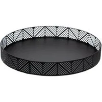 Secret de Gourmet Tablett Dekoratives Tablett, Küche, schwarz, Ø 30 cm - Secret de Gourmet, Metall, Boho