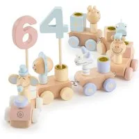 BIECO Kerzenhalter Bieco Geburtstagszug Holz - Candy Look 0-99 Jahre