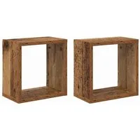 vidaXL Regal Wandregale Wandhalterung 2 Stk. Altholz Holzwerkstoff, 2-tlg.
