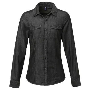 Premier - Hemd Jeans Style Naht für Damen (Jeans-Schwarz)
