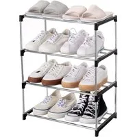 Venkuber Schuhregal Schuhregal, 3-stöckig, stapelbar und platzsparend, vielseitig, Platzsparend, 4-stöckig, vielseitig für Schuhe, Taschen und mehr