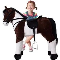TE-Trend Reitpferd 70 cm Spielzeug Schaukelpferd Pferd zum Draufsitzen braun, mit Soundmodul