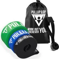 Pullup & Dip Trainingsband Fitnessbänder mit Tasche, Türanker (bei Sets) und Übungsguide