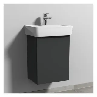Sanipa 3way Waschtischunterbau zu Geberit Renova Plan Waschtisch mit 1 Tür, Anthrazit-Matt SM87122