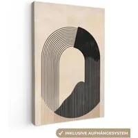 OneMillionCanvasses® Leinwandbild Grafisches geschwungenes Muster - Beige, Fotodruck (1 St), Leinwand Canvas Wandbild, Wanddekoration 20x30 cm