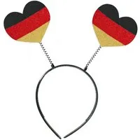 Fries Haarreif Deutschland Haarreif Wabbles Herz Ohren Schwarz Rot Gold Kostüm EM, Mit Herz Wabbles
