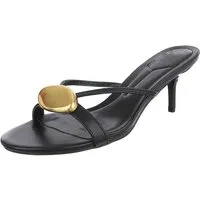 Ital-Design Elegante Damen Sandalen mit goldenem Detail für Anlässe Pantolette (91116961) Pfennig-/Stilettoabsatz Sandalen & Sandaletten in Schwarz