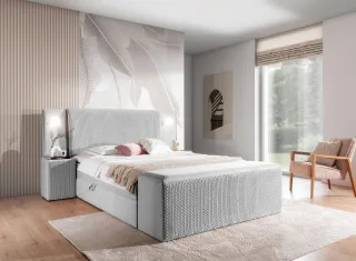 Boxspringbett Bett MARTEN 140x200cm Set.3 in Stoff Magic Velvet Hellgrau