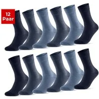 sockenkauf24 Socken 12 Paar Damen & Herren Baumwollsocken mit Komfortbund Strümpfe