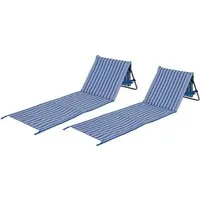 Campart Campingliege (2-St) Strandmatte mit Rückenlehne Faltliege gepolstert klappbare Sonnenliege