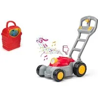 Woodyland Seifenblasenspielzeug Seifenblasenmaschine und Seifenblasenrasenmäher mit Licht + Sound, 2 Geräte in einem Set. Viele Seifenblasen erzeugen.