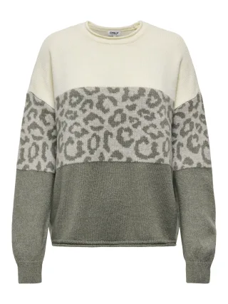 ONLY - ONLJADE ANIMAL LS O-NECK KNT NOOS Whitecap Gray - Gr. - S
