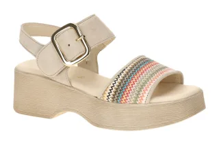 Gabor 84.526.40 Damen Sandalette Grau Multicolor Plateau Klettverschluss